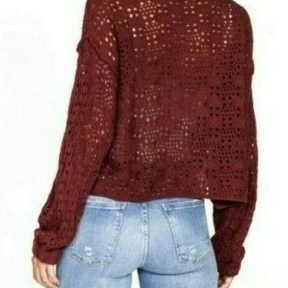 Patrons Of Peace Laurel Sweater Small Garnet Red NWT 100% Cotton Pointelle Knit - Picture 2 of 9